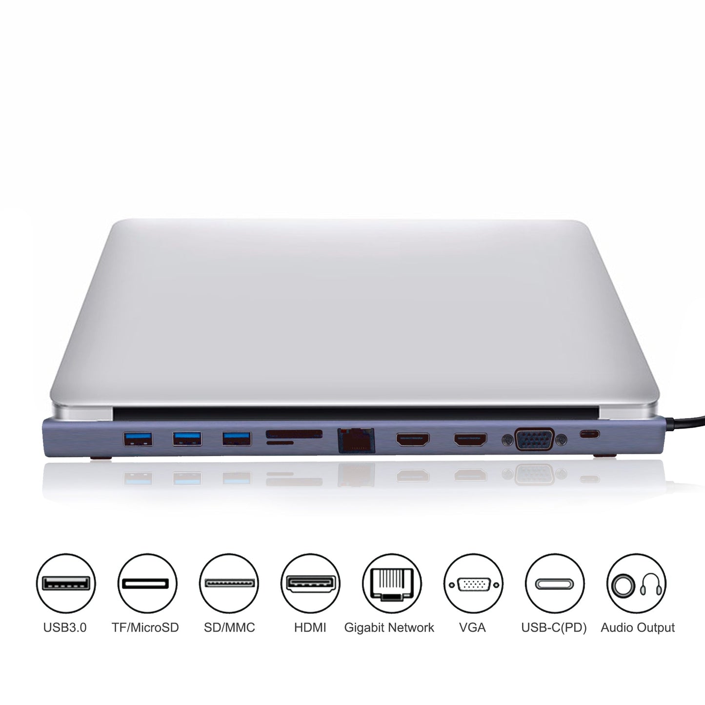 Cruxtec 11 in 1 USB-C Multifunction Docking Station with 100W PD