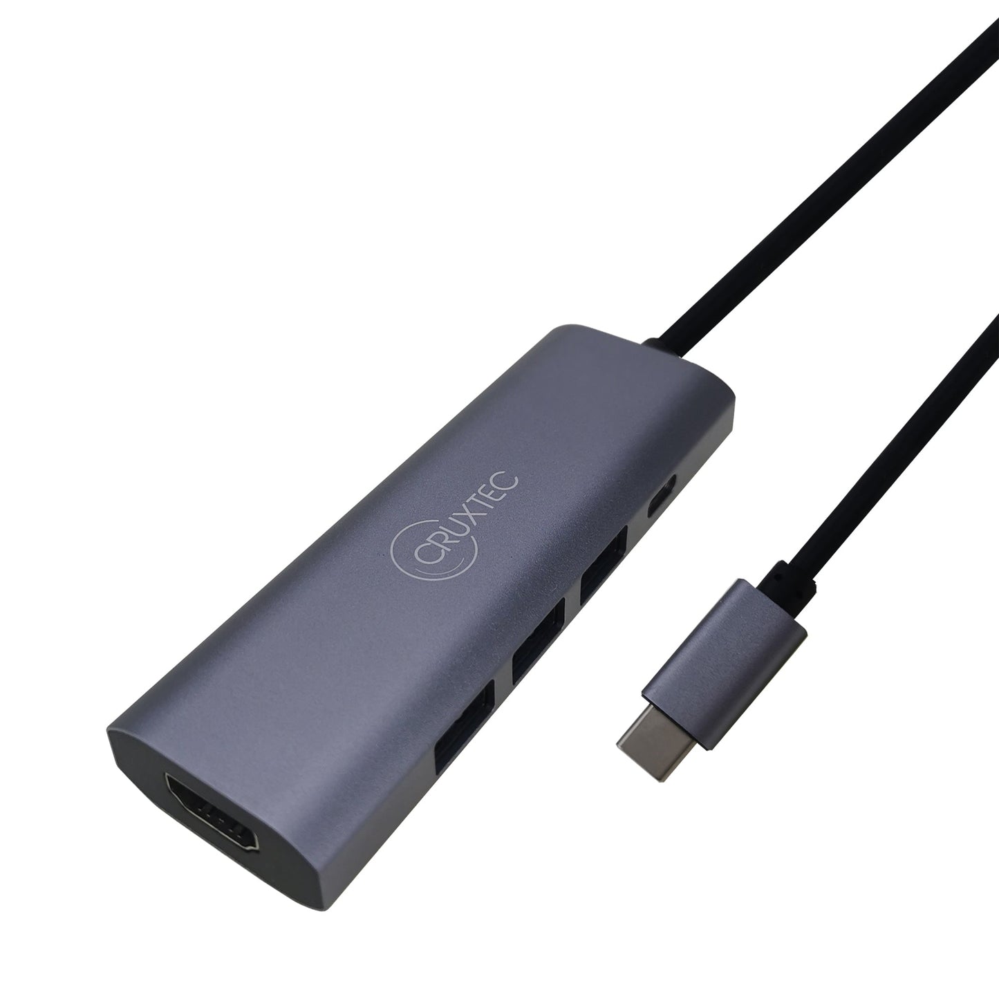 Cruxtec Aluminium Alloy USB-C Mulitport Docking Adapter, 1x 4K HDMI, 3x USB3.0, 1x USB-C 100W PD