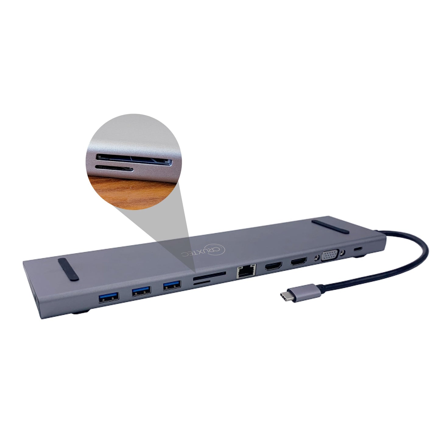 Cruxtec 11 in 1 USB-C Multifunction Docking Station with 100W PD