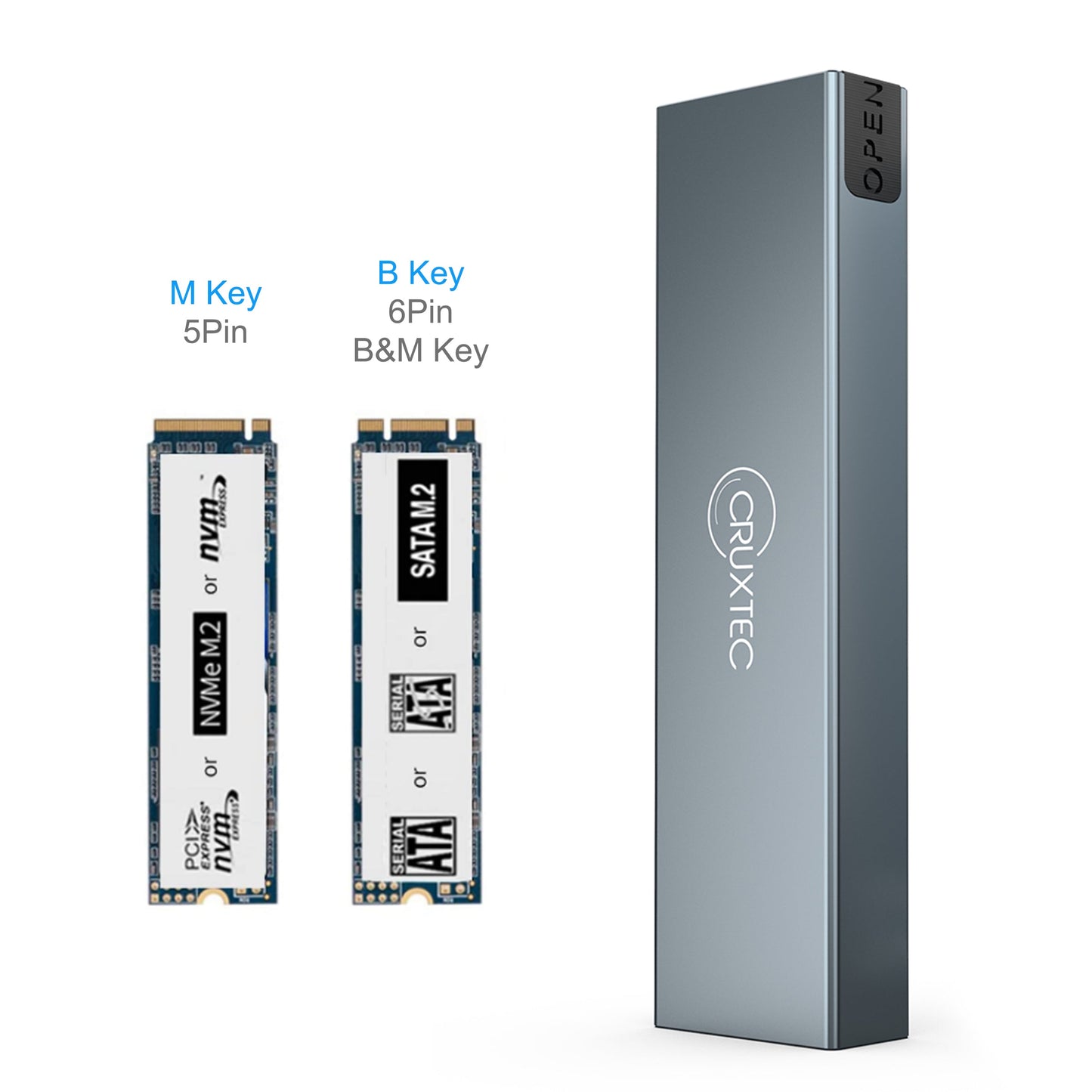 Cruxtec NVMe & NGFF Dual Protocol M.2 SSD to USB-C Enclosure 10Gbps