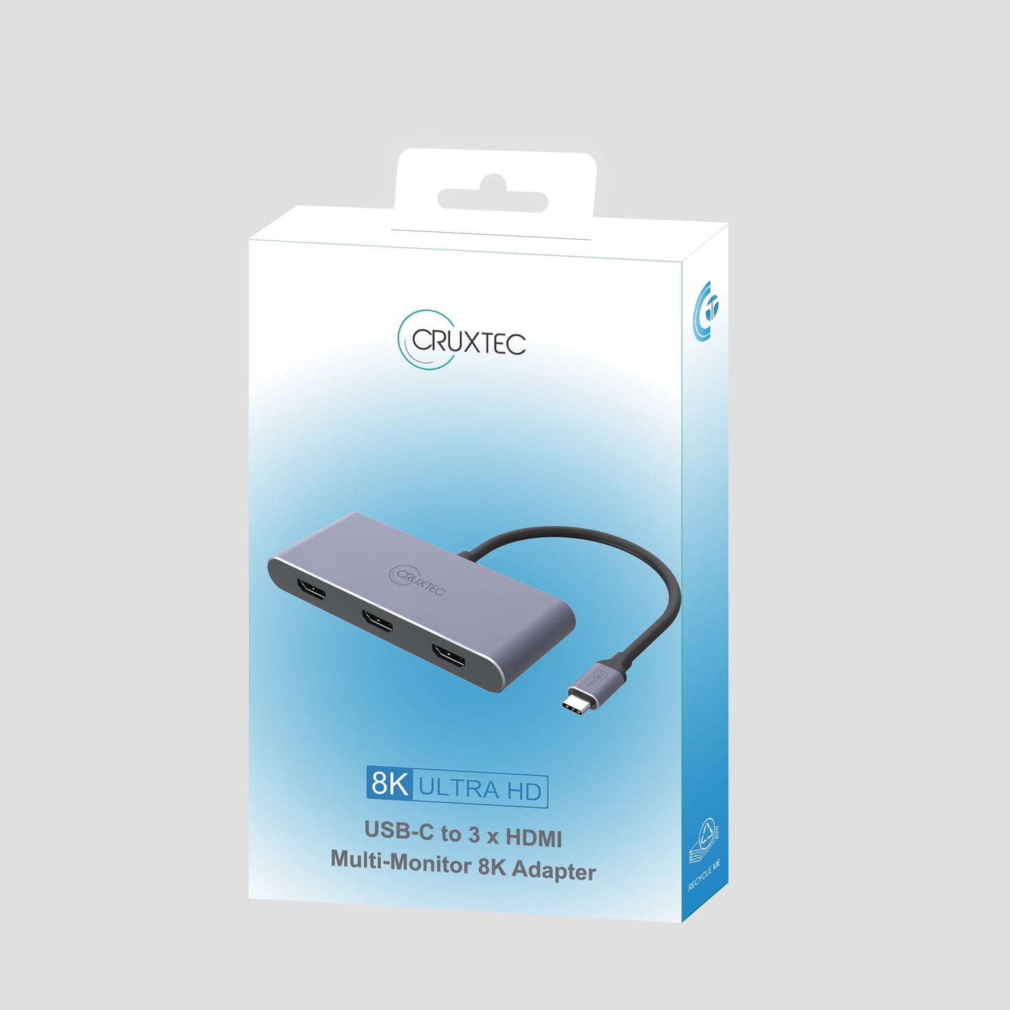 Cruxtec USB-C to 3 x HDMI Multi-Monitor 8K Adapter