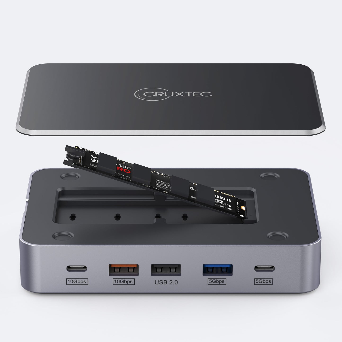 Cruxtec Universal 14-in-1 USB-C Multifunctional Docking Station with SSD Enclosure