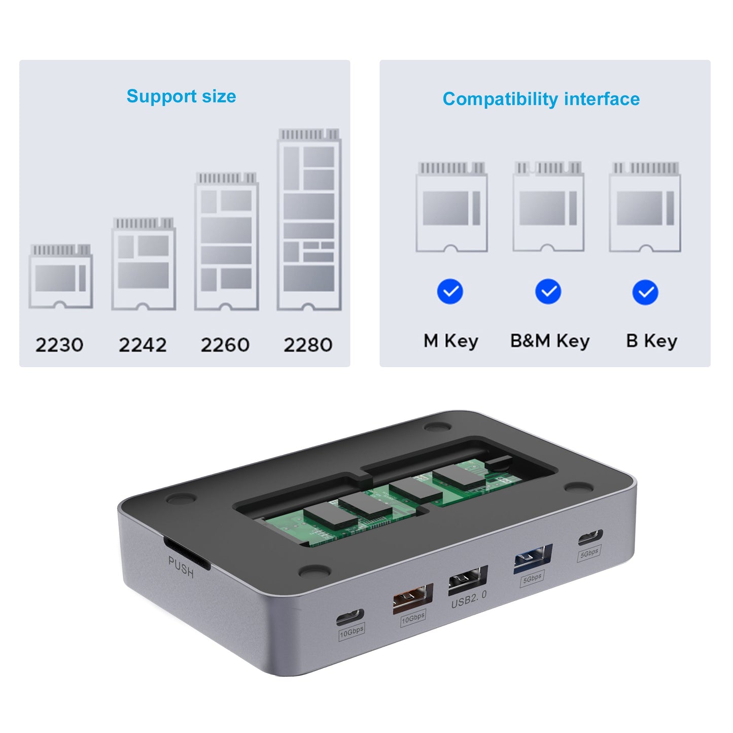 Cruxtec Universal 14-in-1 USB-C Multifunctional Docking Station with SSD Enclosure