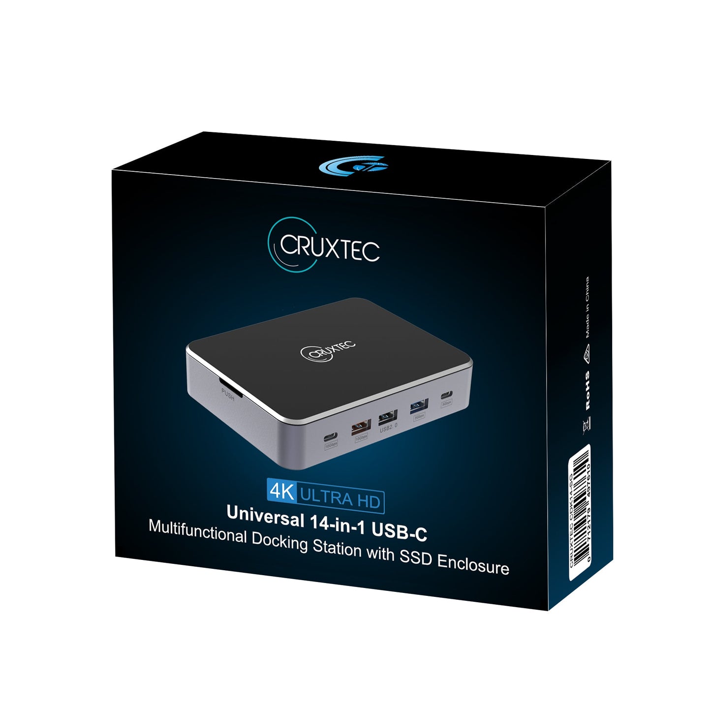 Cruxtec Universal 14-in-1 USB-C Multifunctional Docking Station with SSD Enclosure