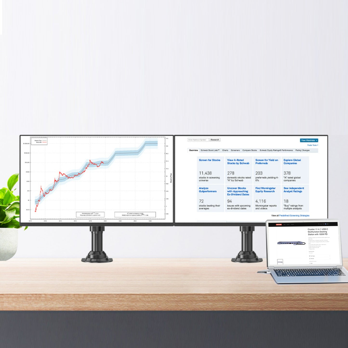 Cruxtec 11 in 1 USB-C Multifunction Docking Station with 100W PD