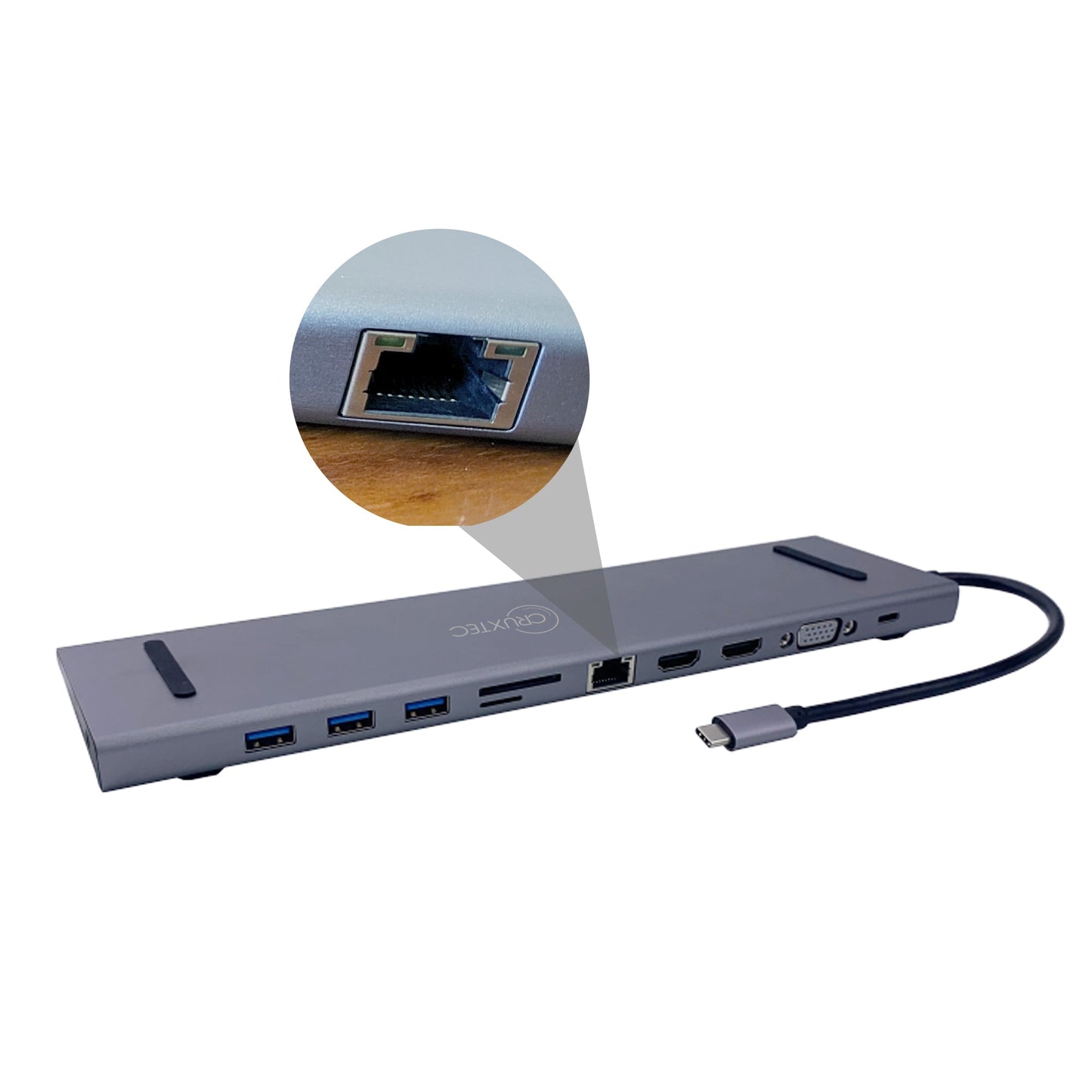 Cruxtec 11 in 1 USB-C Multifunction Docking Station with 100W PD